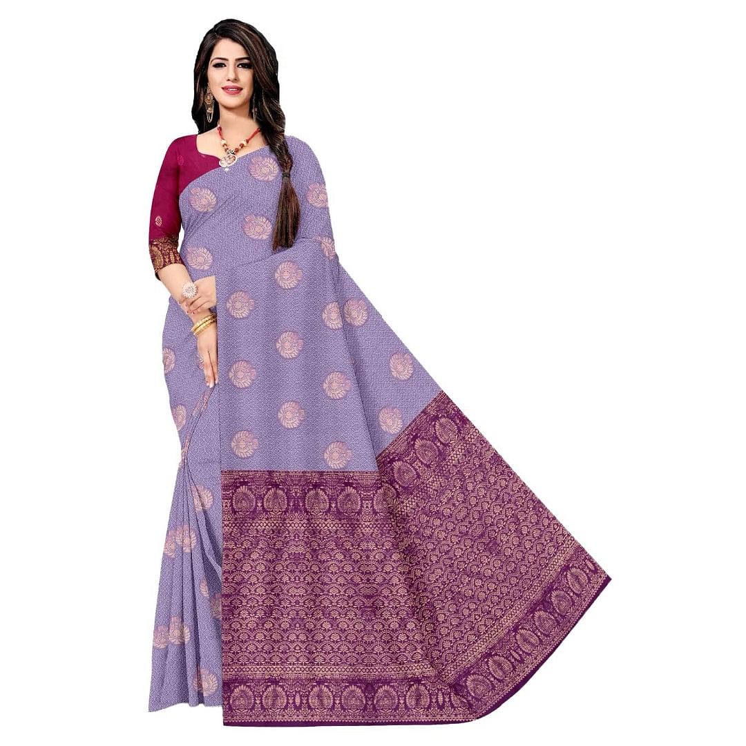 Authenzaa Women Saree ASWS061 Purple 