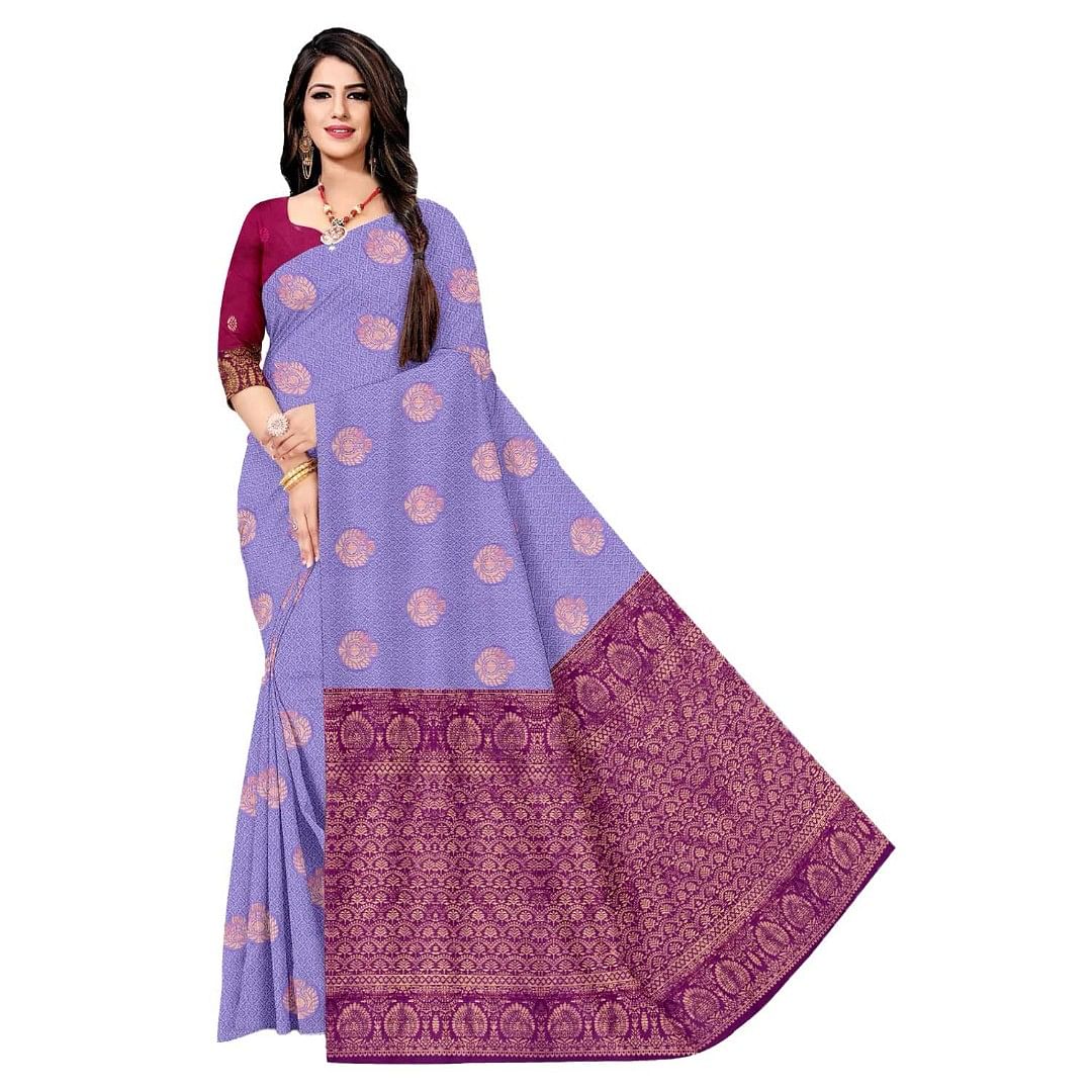 Authenzaa Women Saree ASWS061 Lavender 