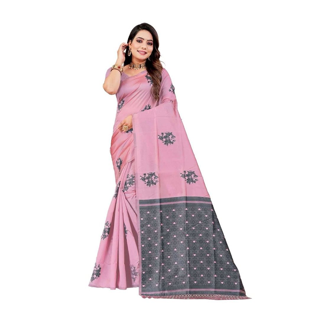 Authenzaa Women Saree ASWS062 Pink 
