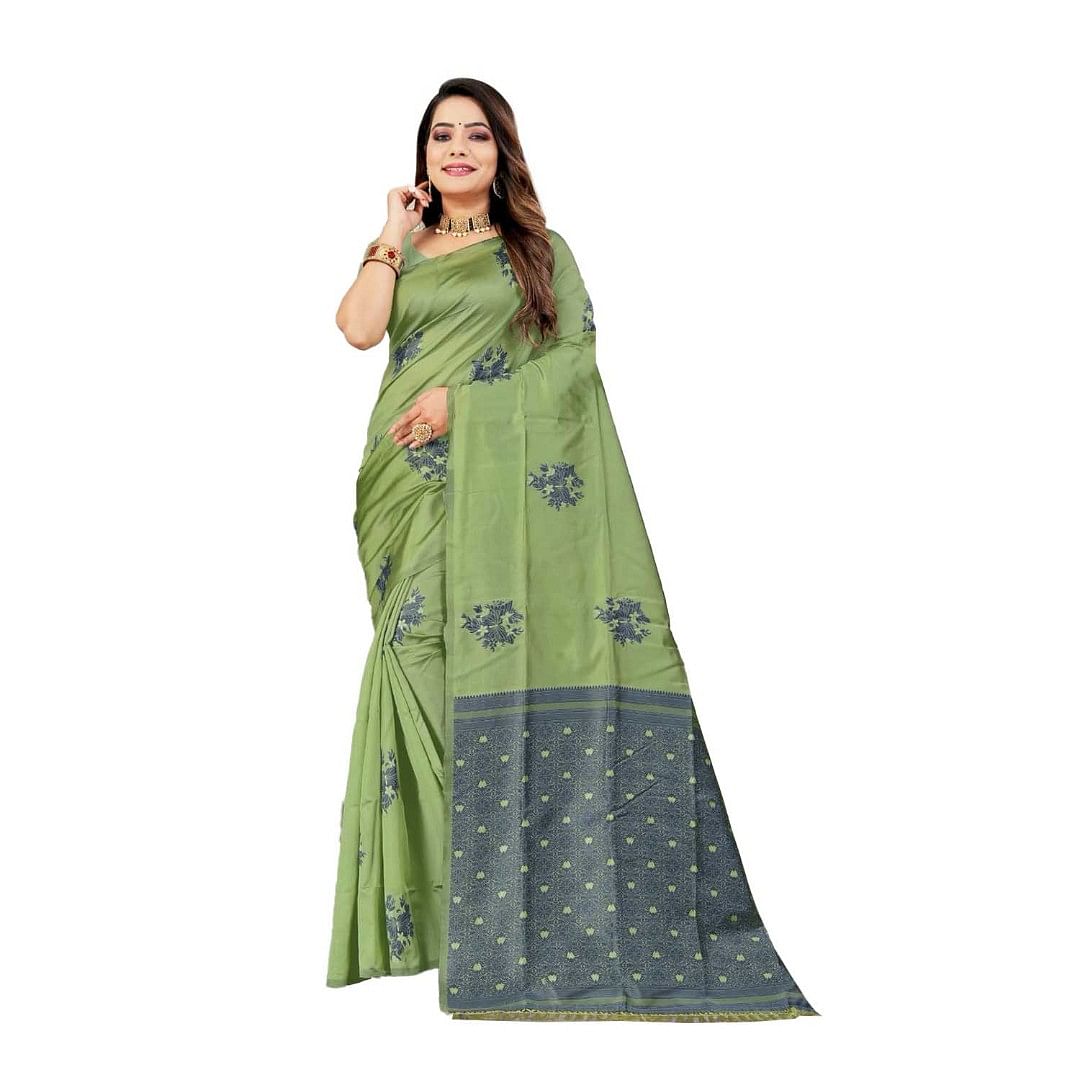 Authenzaa Women Saree ASWS062 Pista 