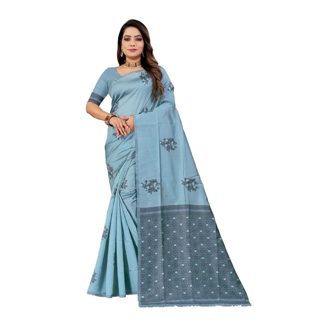 Authenzaa Women Saree ASWS062 Sky 