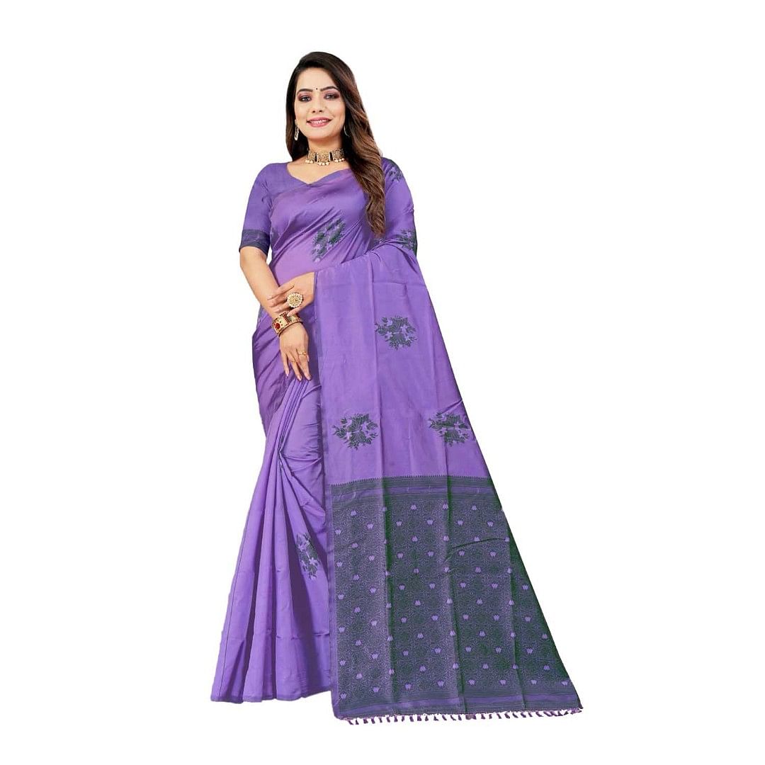 Authenzaa Women Saree ASWS062 Lavender 