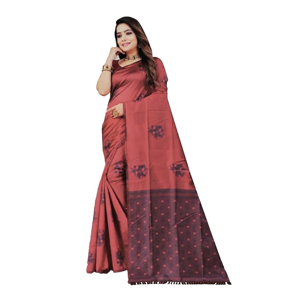 Authenzaa Women Saree ASWS062 Carrot 