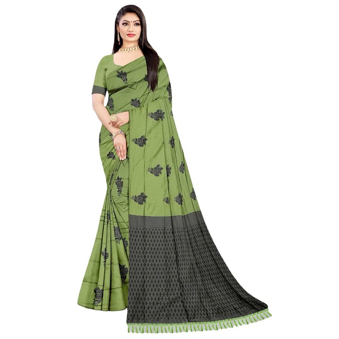 Authenzaa Women Saree ASWS063 Pista 