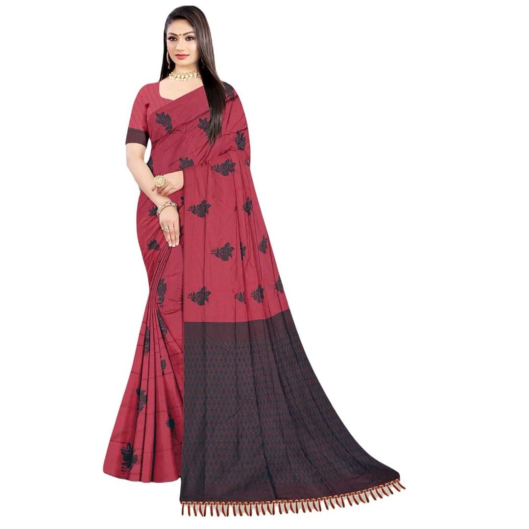 Authenzaa Women Saree ASWS063 Carrot 