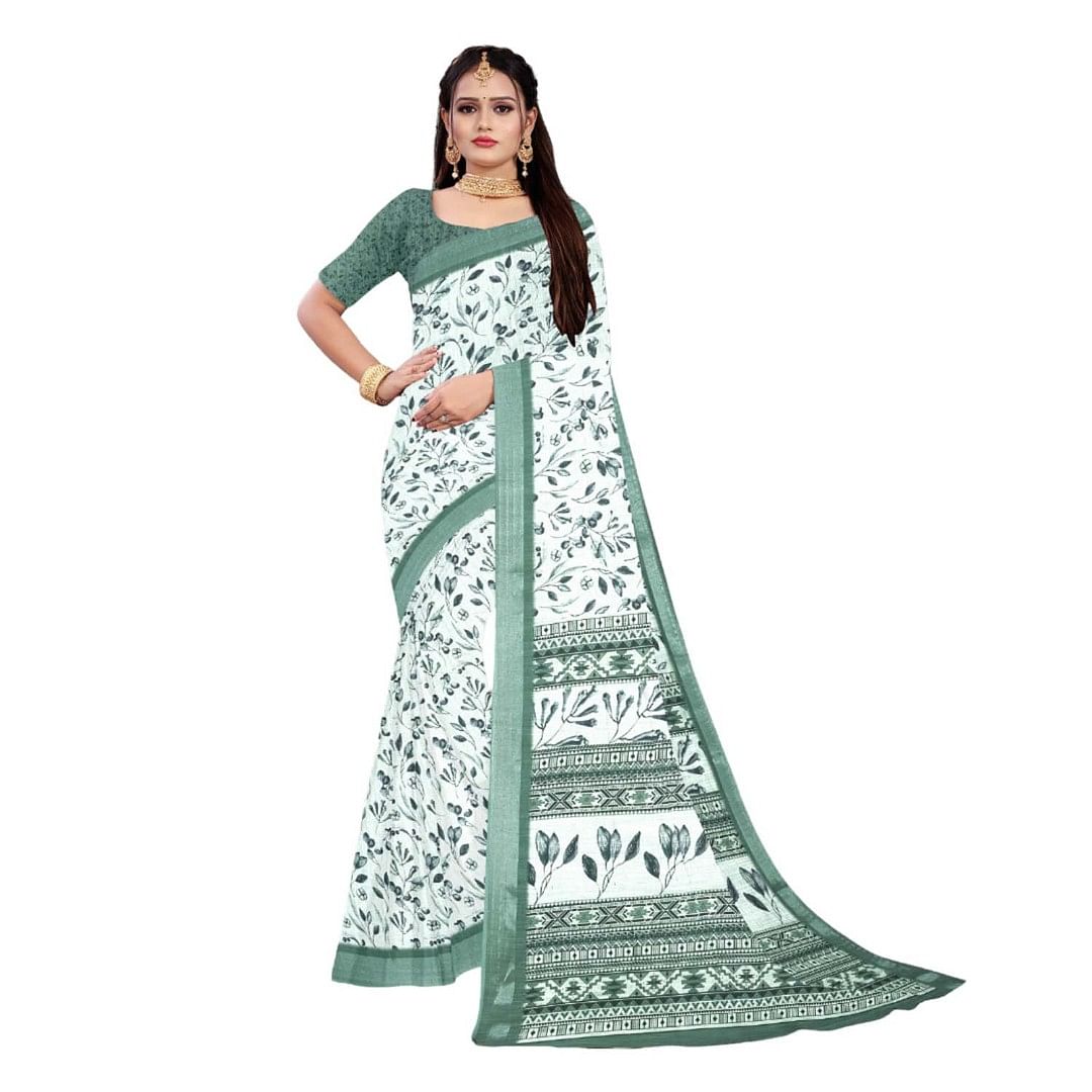 Authenzaa Women Saree ASWS066 Pista 