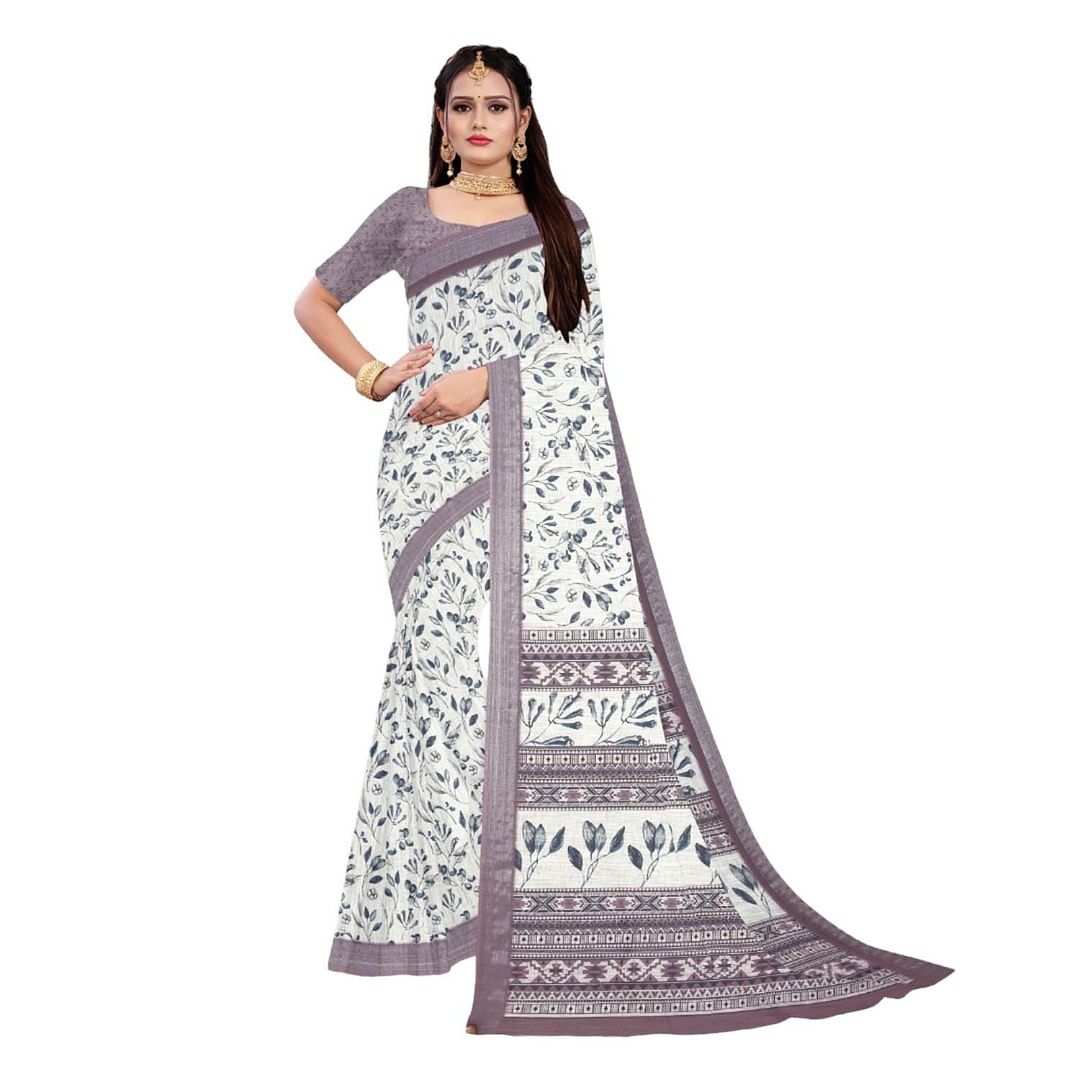 Authenzaa Women Saree ASWS066 Coffee 