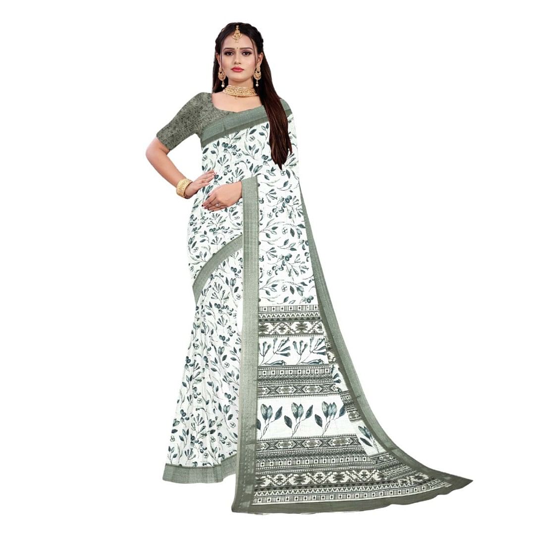 Authenzaa Women Saree ASWS066 Mehandi 