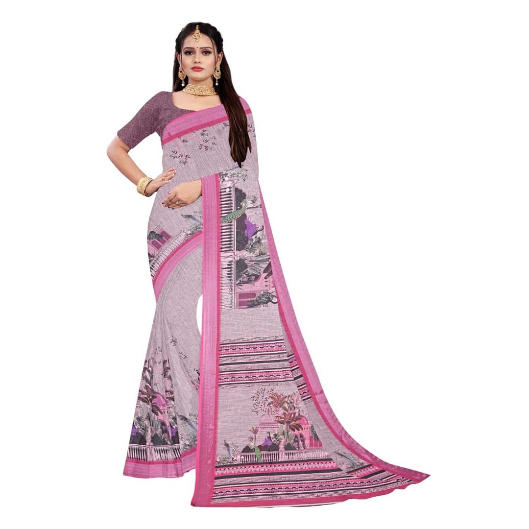 Authenzaa Women Saree ASWS067 Pink 