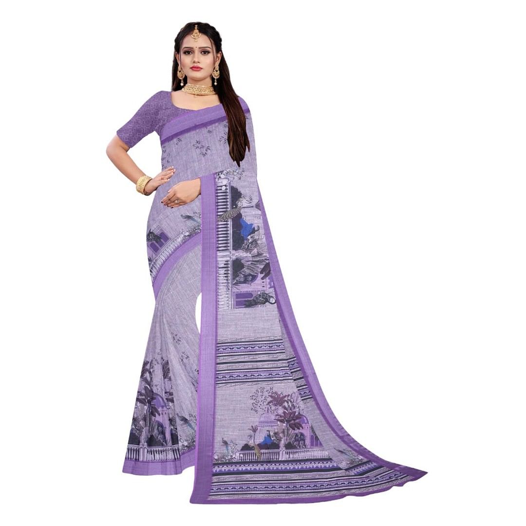 Authenzaa Women Saree ASWS067 Purple 
