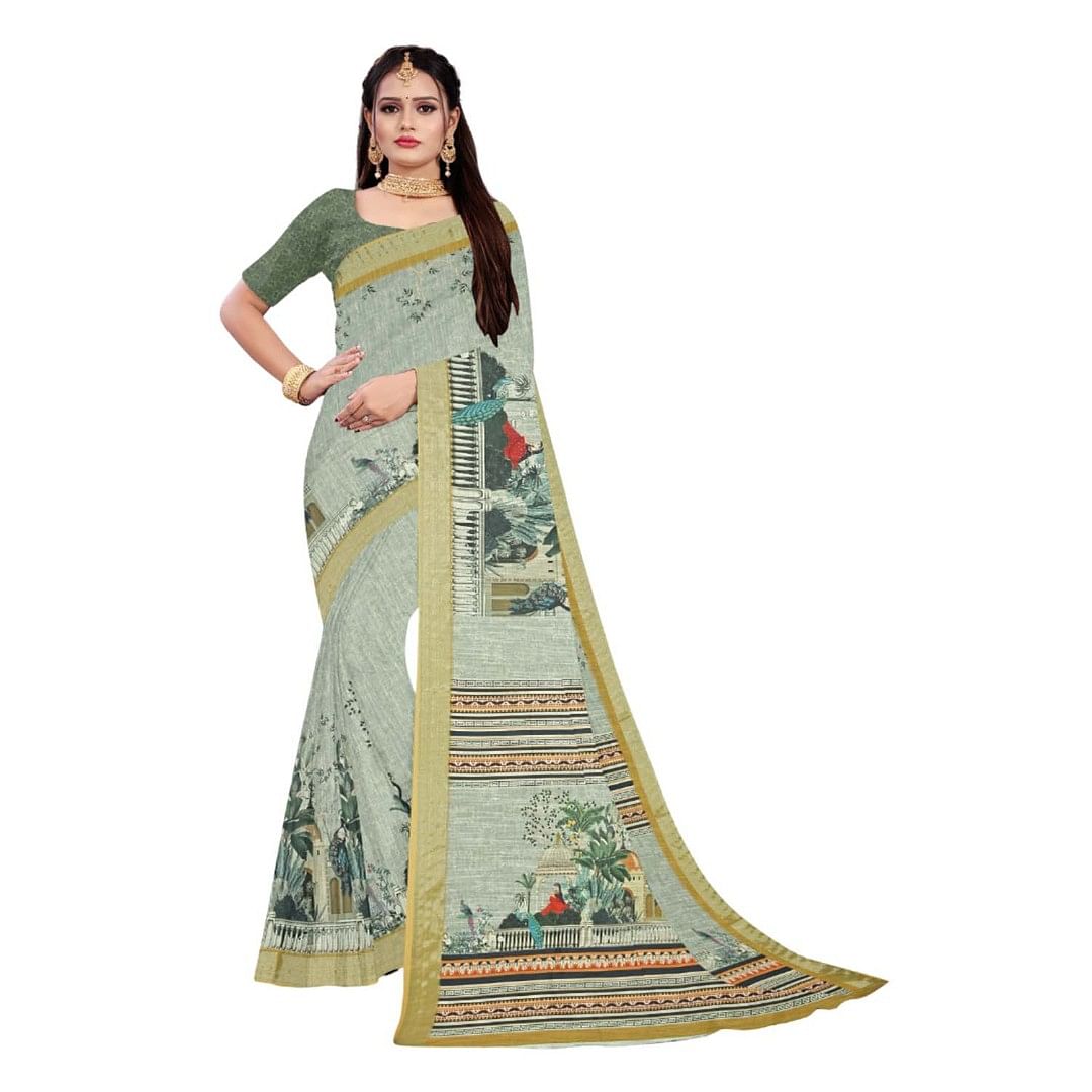 Authenzaa Women Saree ASWS067 Turqoise 