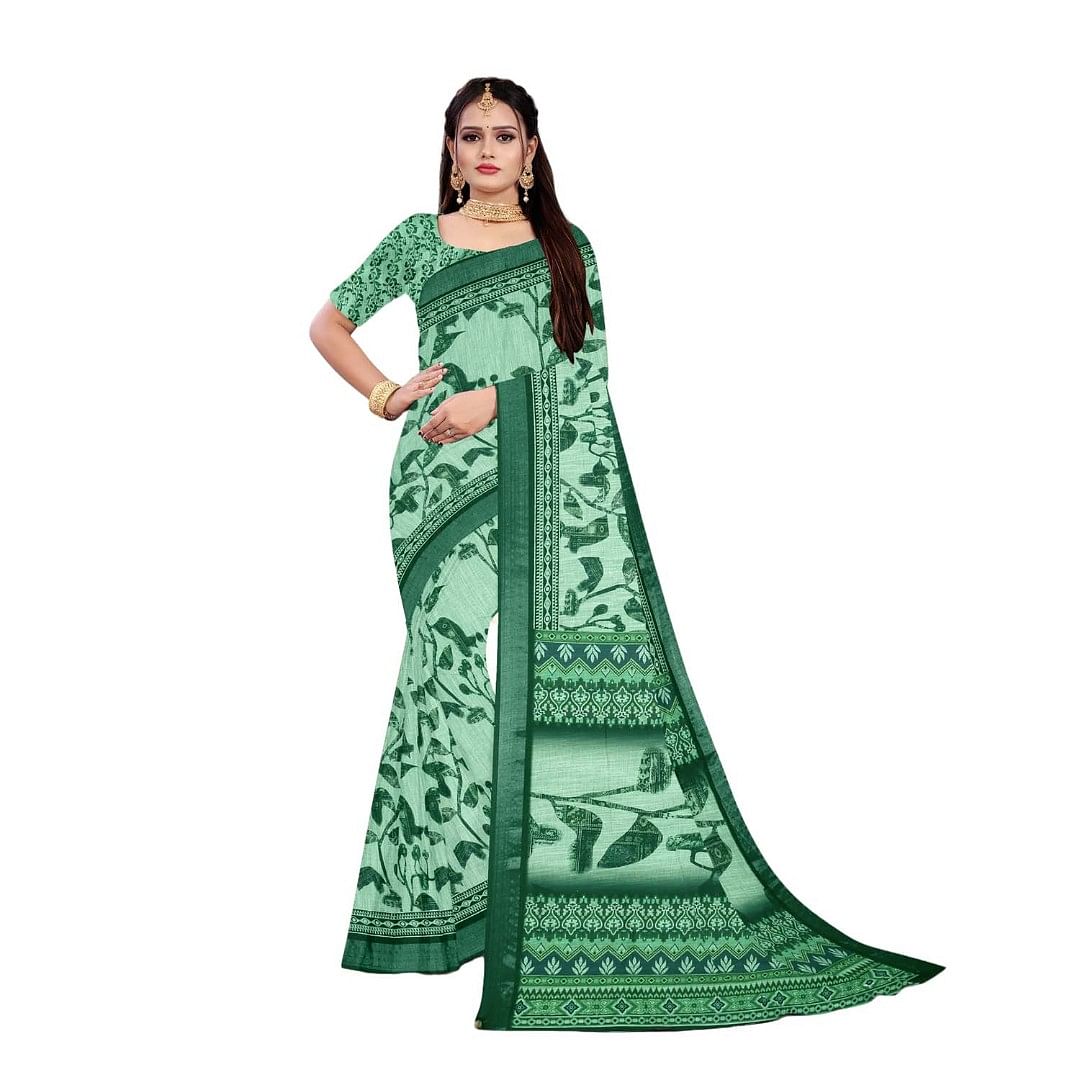 Authenzaa Women Saree ASWS068 Green 