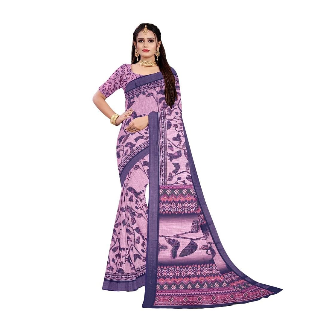 Authenzaa Women Saree ASWS068 Wine 