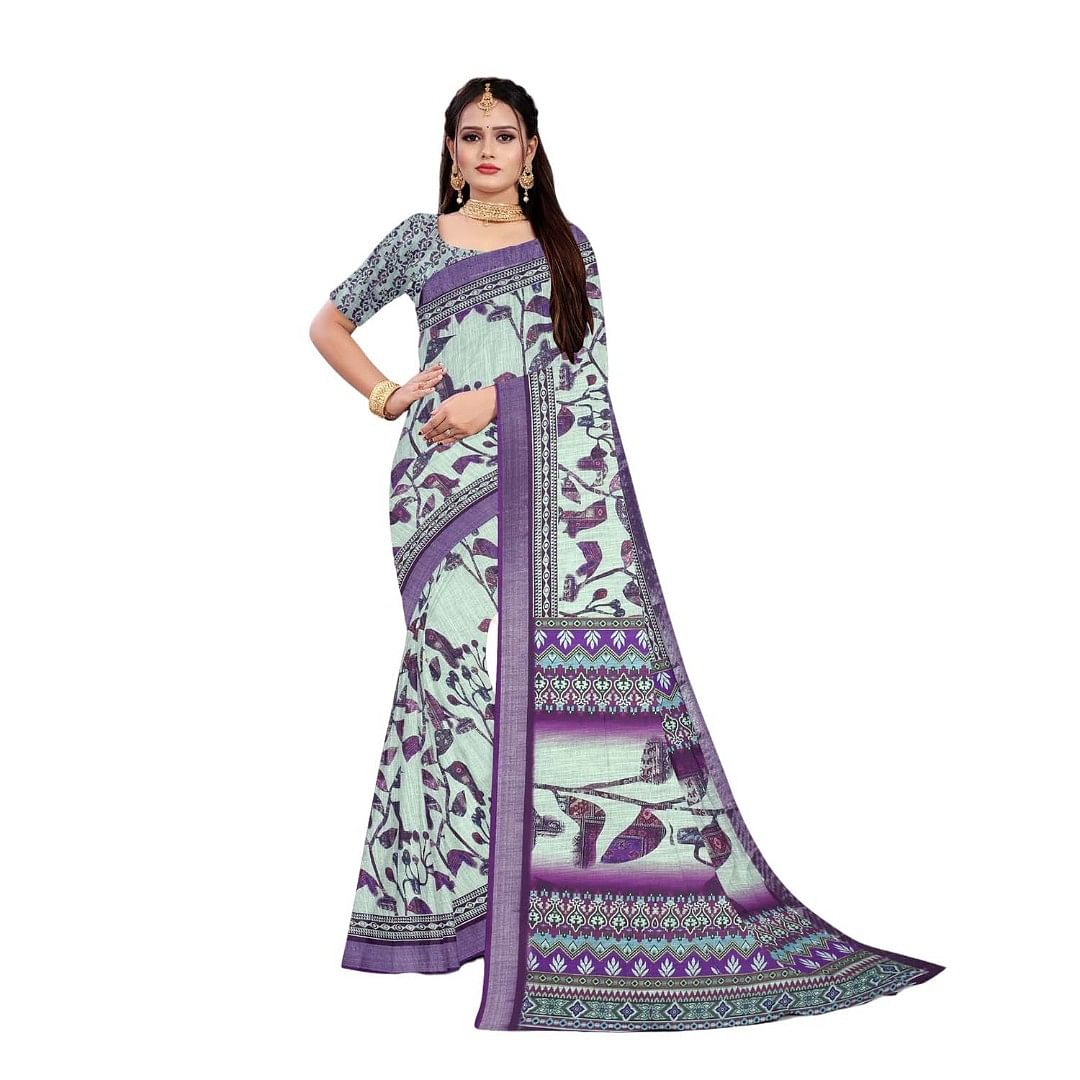 Authenzaa Women Saree ASWS068 M.Peach 
