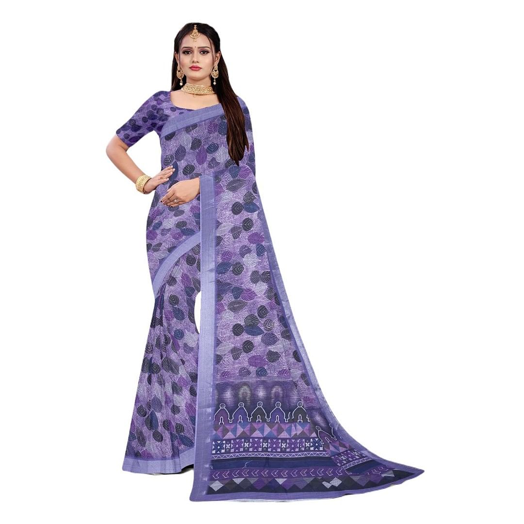 Authenzaa Women Saree ASWS069 Lavender 