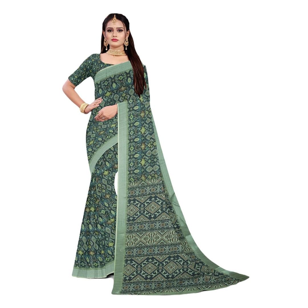 Authenzaa Women Saree ASWS070 Pista 