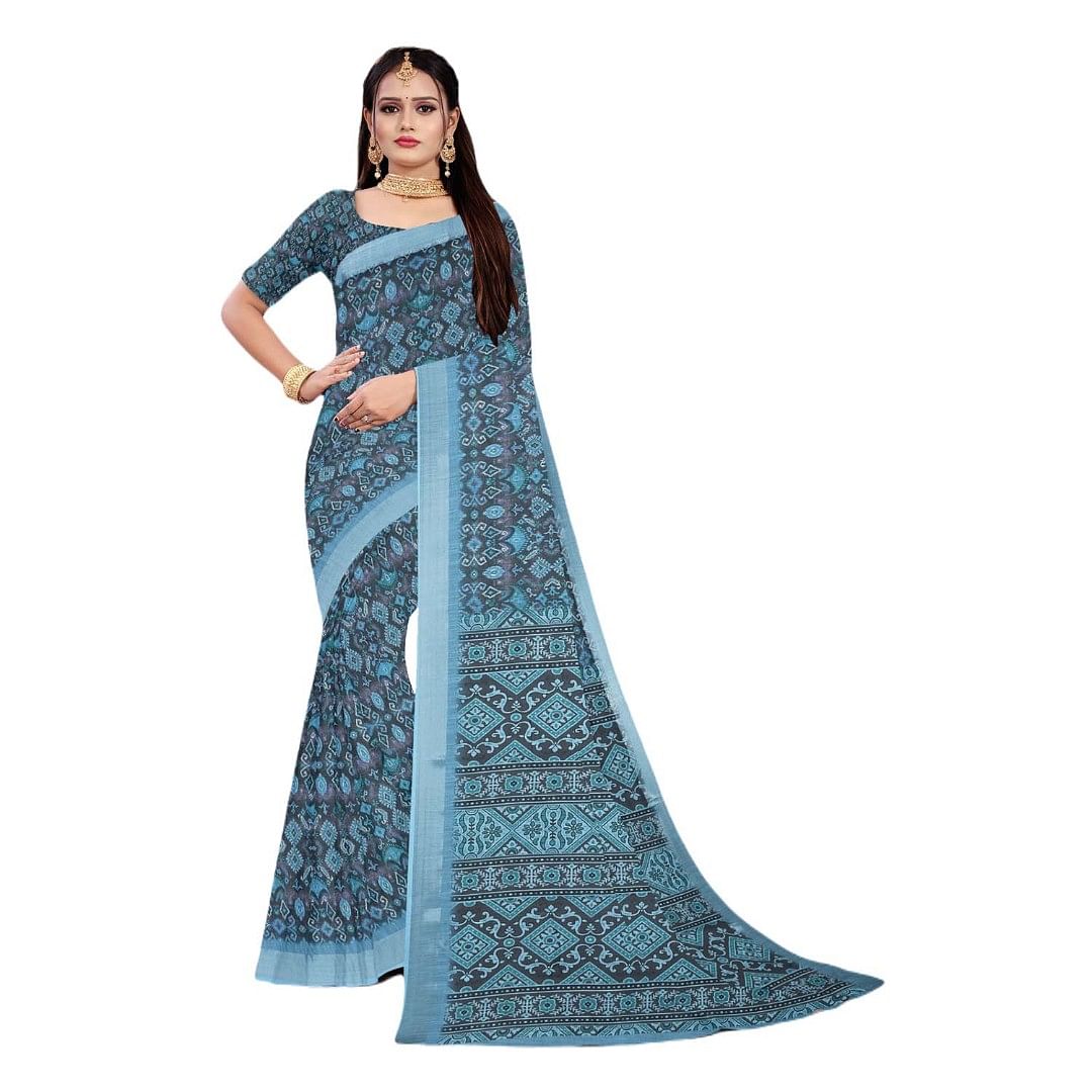 Authenzaa Women Saree ASWS070 Blue 