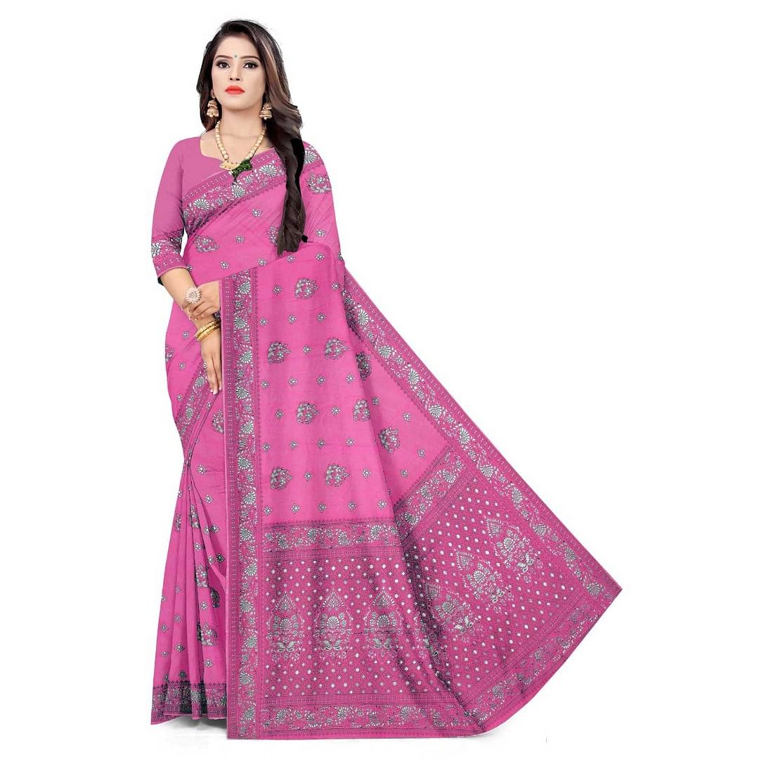 Authenzaa Women Saree ASWS054 Pink 
