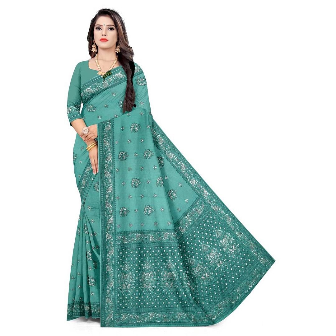 Authenzaa Women Saree ASWS054  Rama 