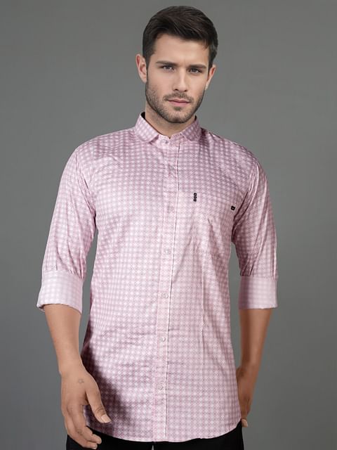 Authenzaa Men Casual Shirt SFCS110 Printed Pink 