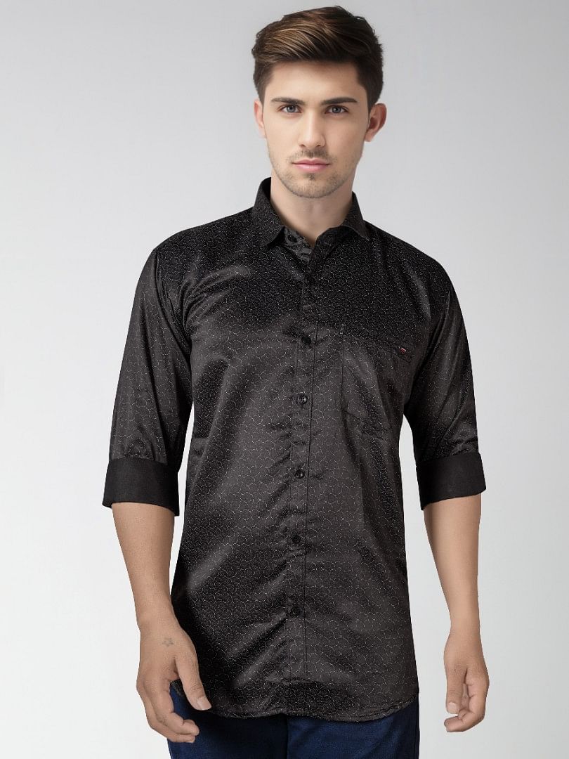 Authenzaa Men Casual Shirt SFCS103 Printed Black 