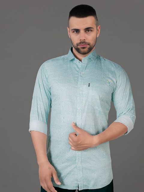 Authenzaa Men Casual Shirt SFCS095 Printed Green 