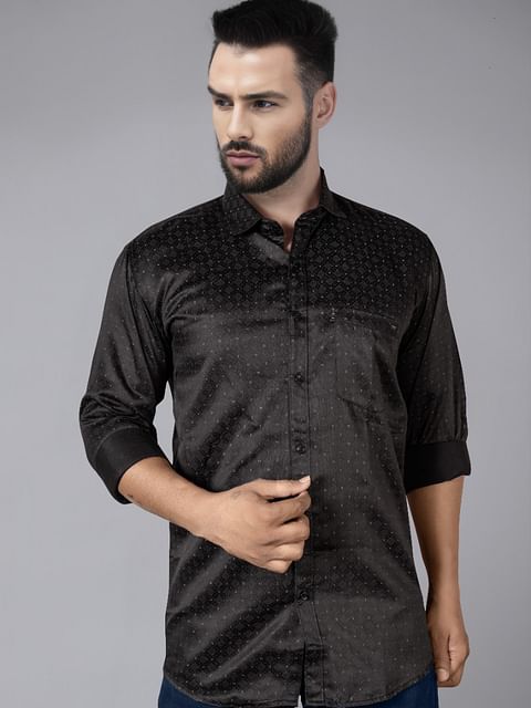 Authenzaa Men Casual Shirt SFCS109 Printed Black 