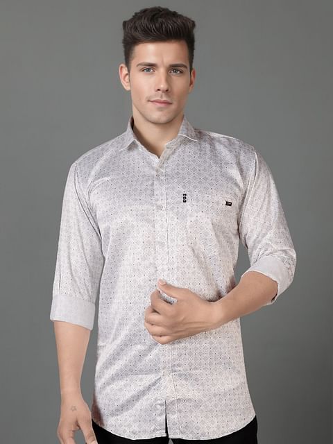 Authenzaa Men Casual Shirt SFCS107 Printed White 