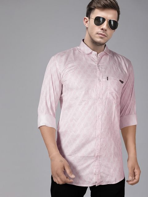Authenzaa Men Casual Shirt SFCS113 Printed Pink 