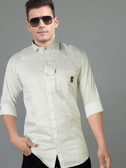 Authenzaa Men Casual Shirt SFCS098 Printed Green 