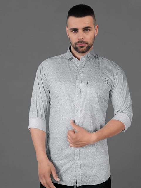 Authenzaa Men Casual Shirt SFCS093 Printed Grey 