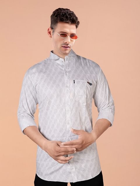 Authenzaa Men Casual Shirt SFCS115 Printed Grey 