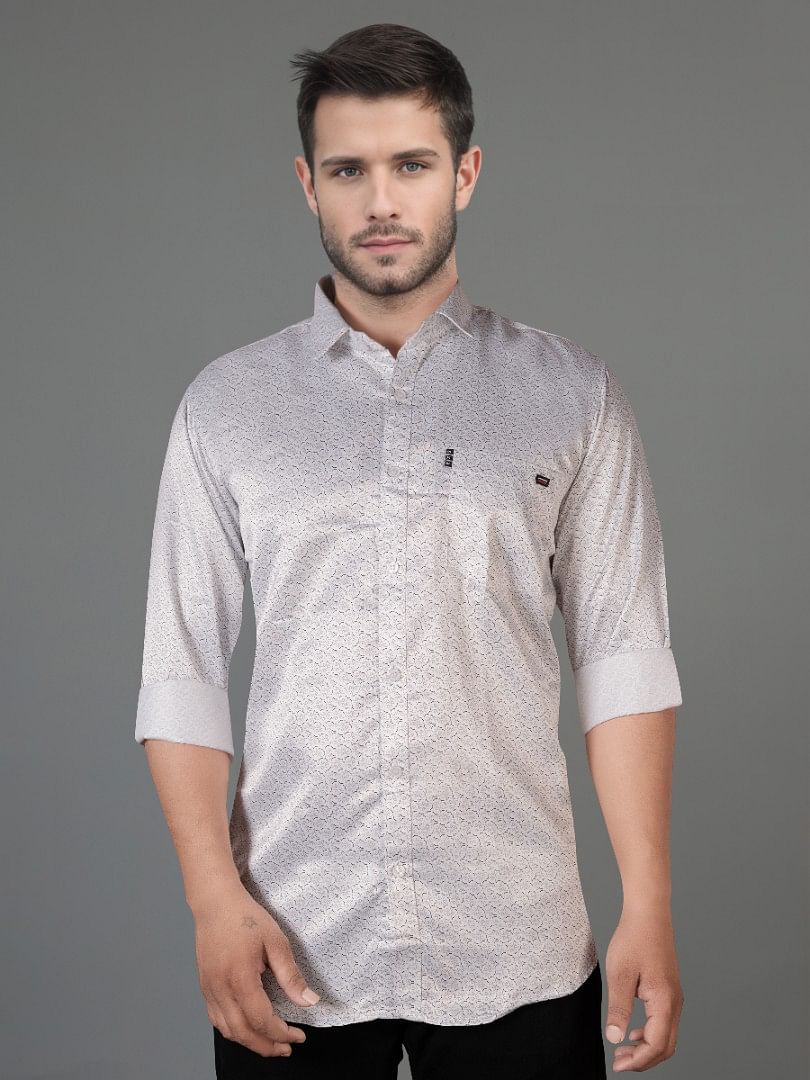 Authenzaa Men Casual Shirt SFCS102 Printed Off White 