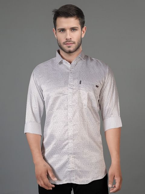Authenzaa Men Casual Shirt SFCS102 Printed Off White 