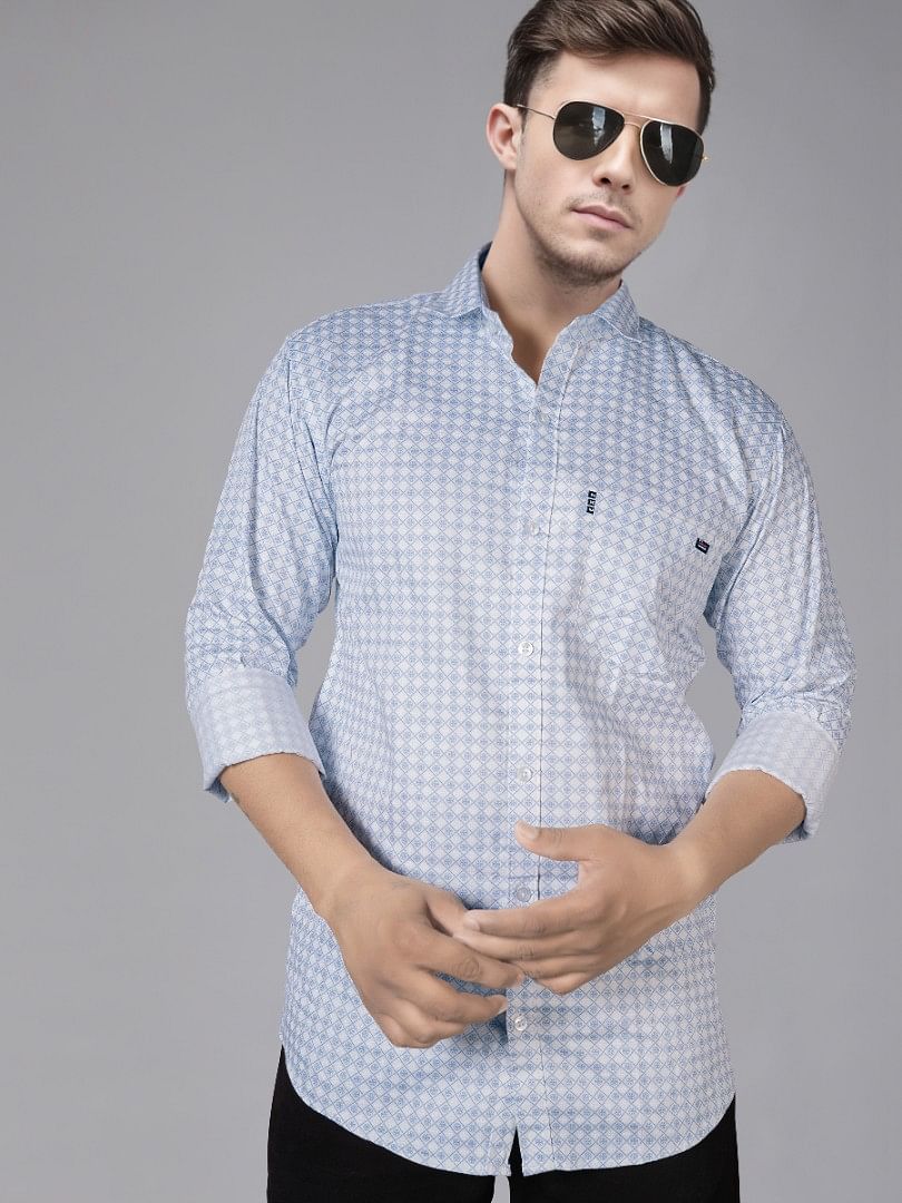 Authenzaa Men Casual Shirt SFCS111 Printed Blue 