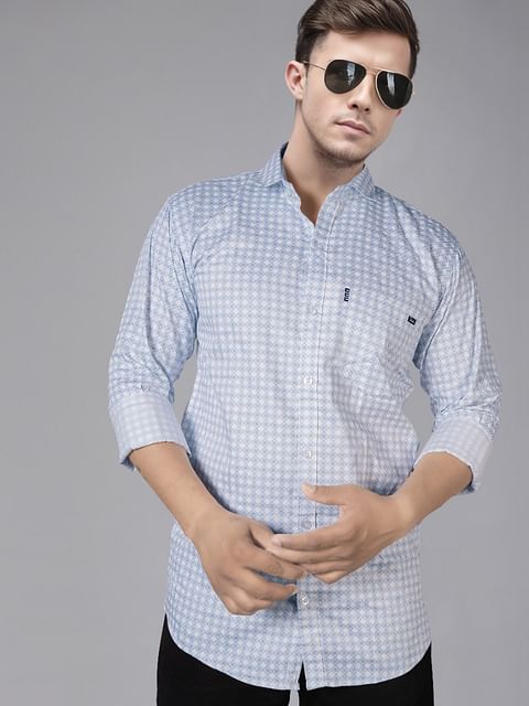 Authenzaa Men Casual Shirt SFCS111 Printed Blue 