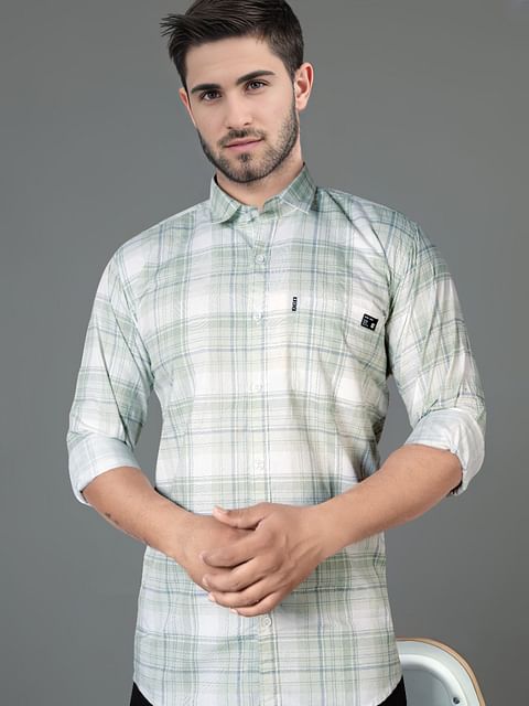 Authenzaa Men Casual Shirt SFCS091 Pista Chex 
