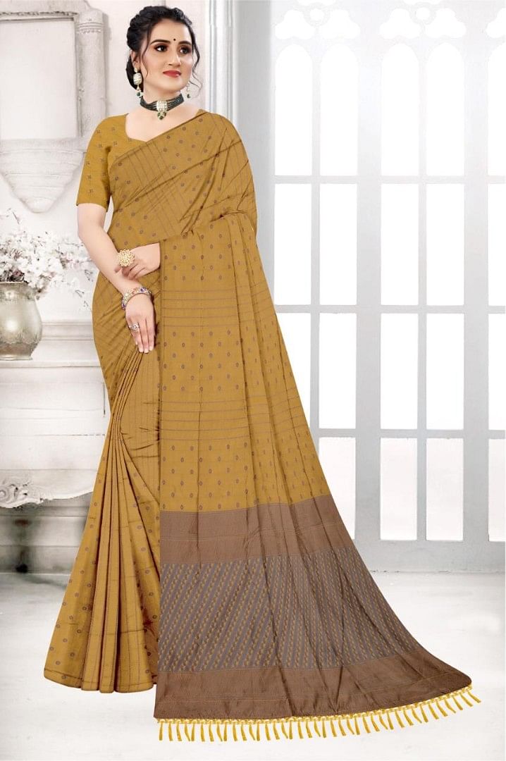 Authenzaa Women Saree ASWS057  Musturd 