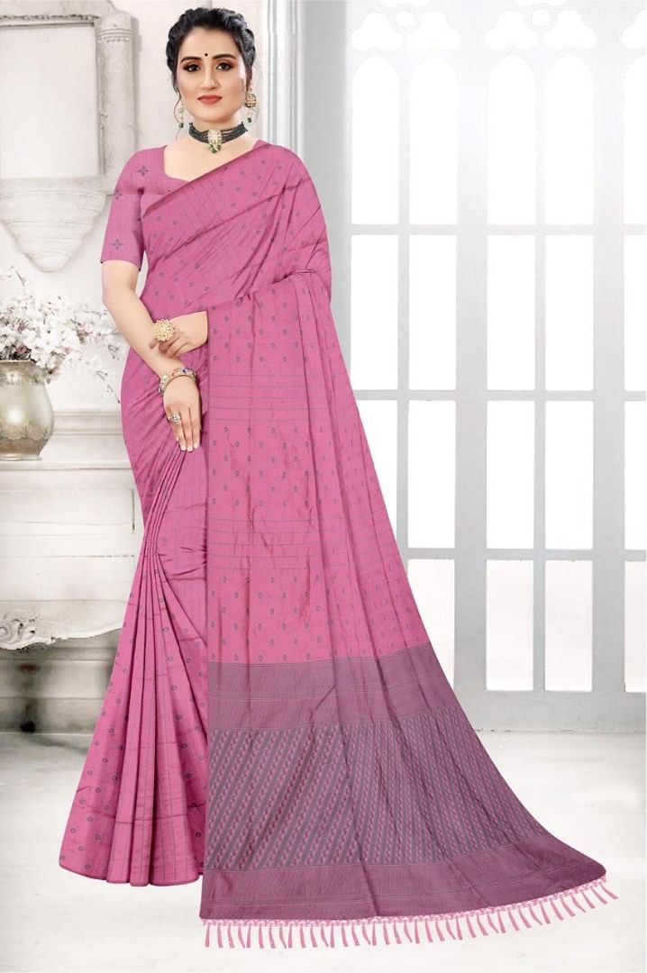 Authenzaa Women Saree ASWS057 Pink 