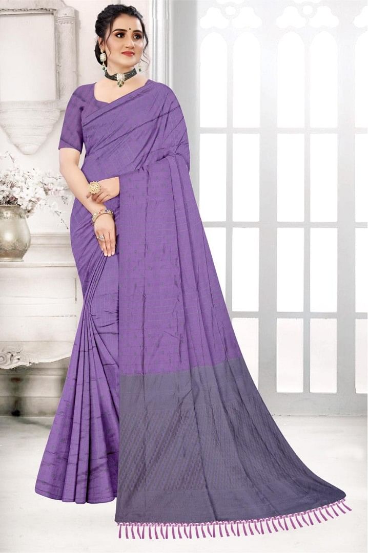 Authenzaa Women Saree ASWS057  Purple 