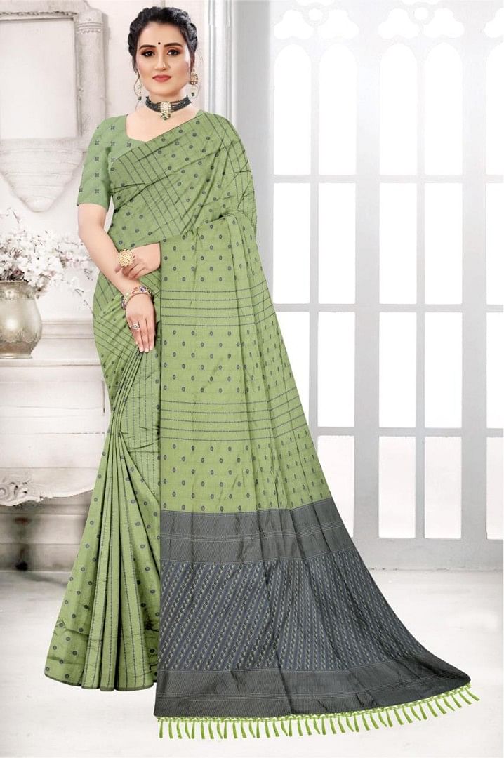 Authenzaa Women Saree ASWS057  Pista 