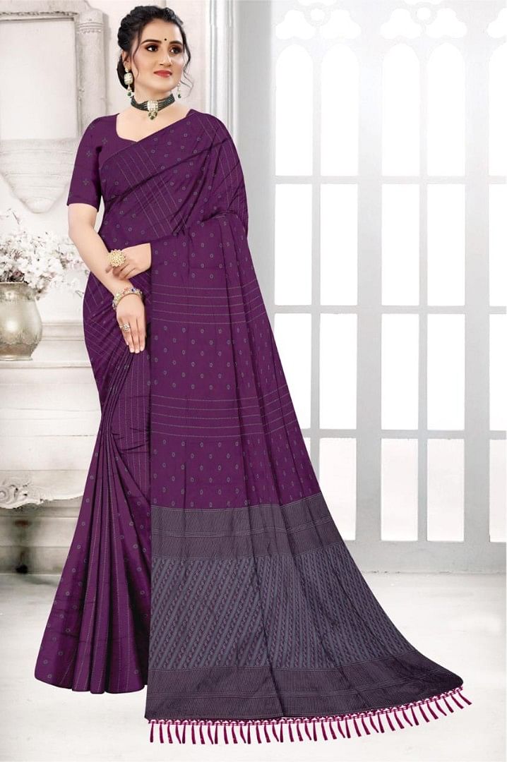 Authenzaa Women Saree ASWS057 Wine 