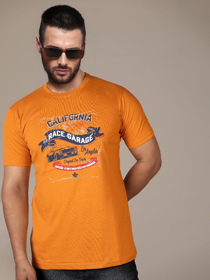 Authenzaa Men Casual Round Neck T-Shirt MHCRNT003 Musturd 