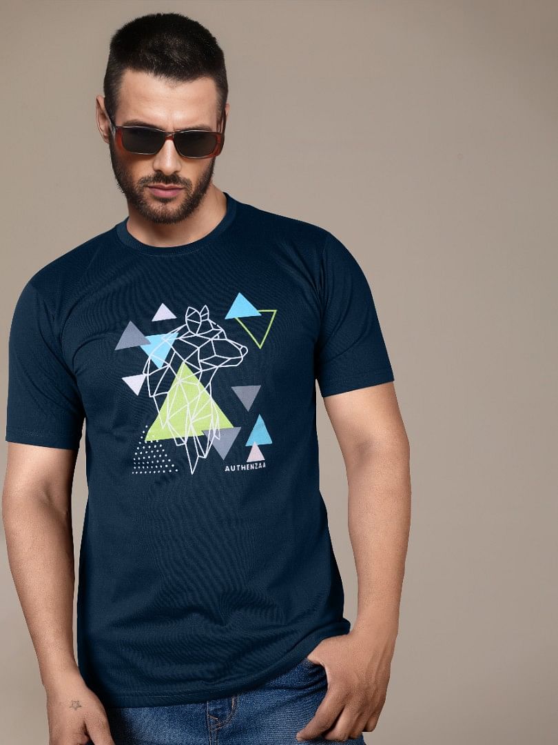 Authenzaa Men Casual Round Neck T-Shirt MHCRNT006 Airforce 