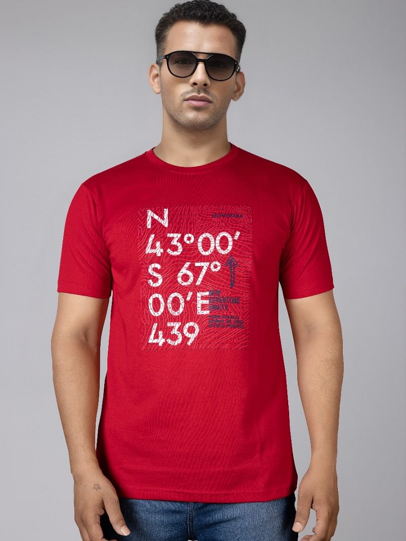 Authenzaa Men Casual Round Neck T-Shirt MHCRNT004 Red 
