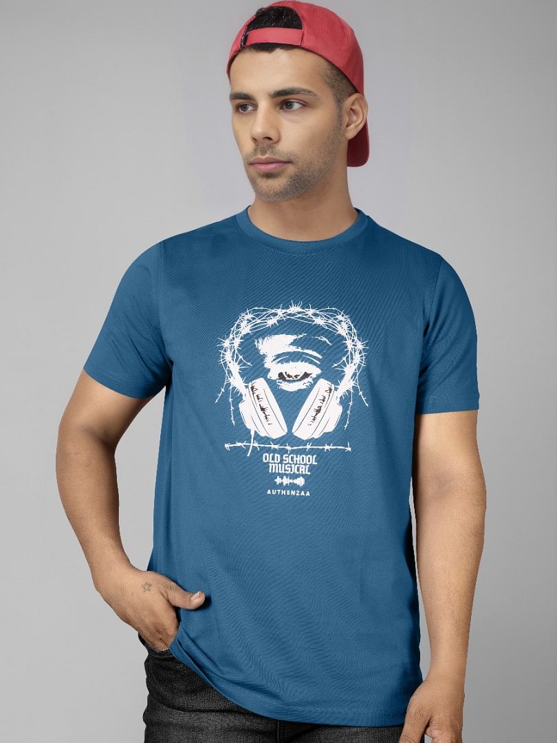 Authenzaa Men Round Neck T-Shirt SFRNT040 Cobalt 