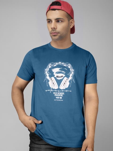 Authenzaa Men Round Neck T-Shirt SFRNT040 Cobalt 