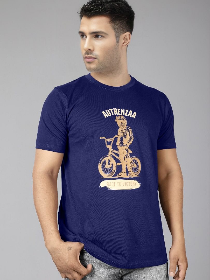 Authenzaa Men Round Neck T-Shirt SFRNT036 E.Blue 