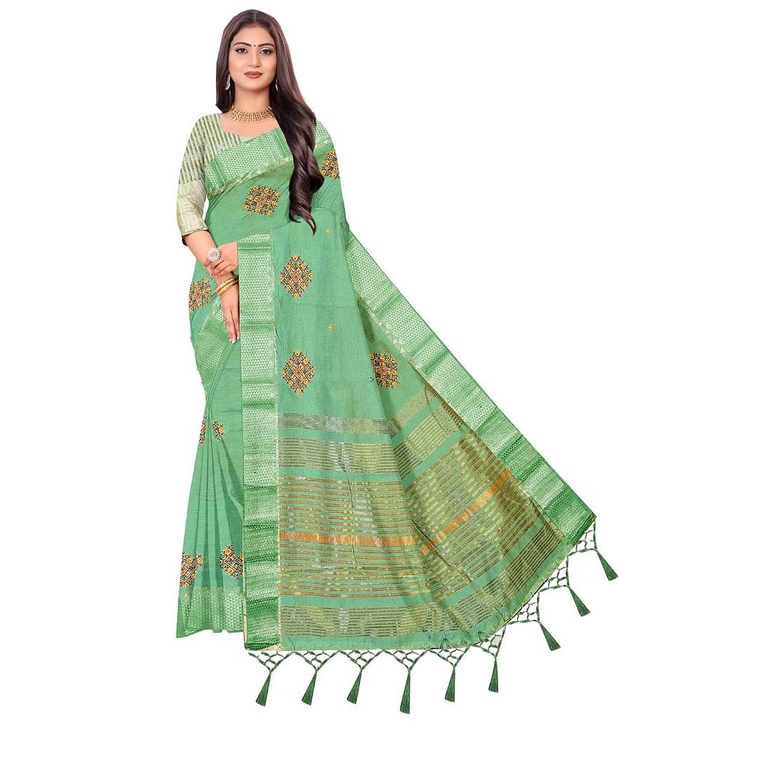 Authenzaa Women Saree ASWS065 Pista 