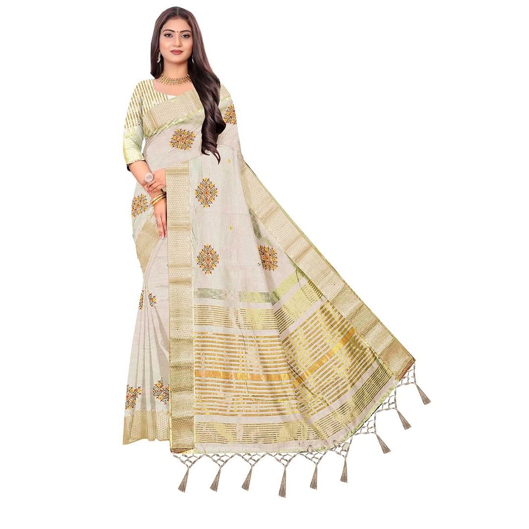 Authenzaa Women Saree ASWS065 Skin 